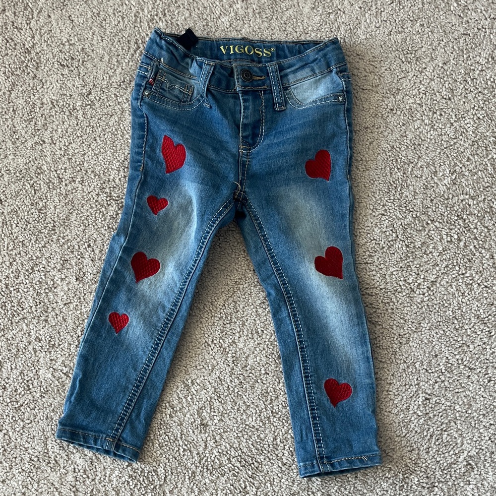 Vigoss Kids Denim Jeans with Red Heart Details